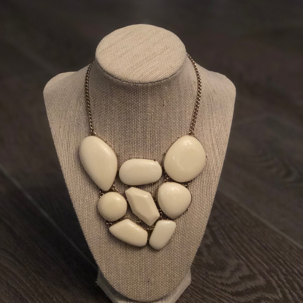 Beautiful cream abstract statement necklace